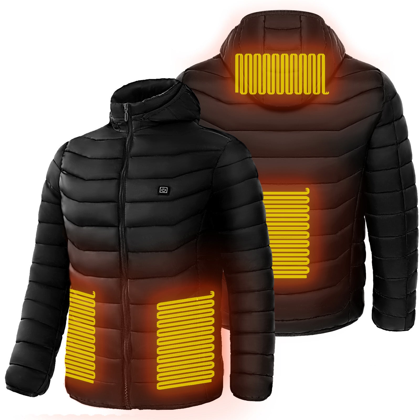 NEW Men Heated Puffer Jacket Electric Heating Coat Insulated Hood Windbreaker 9Heat Zones