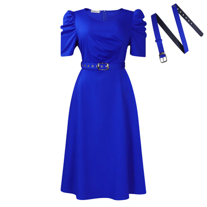 NEW Fashionable Temperament Elegant V-neck Pleated Swing Dress