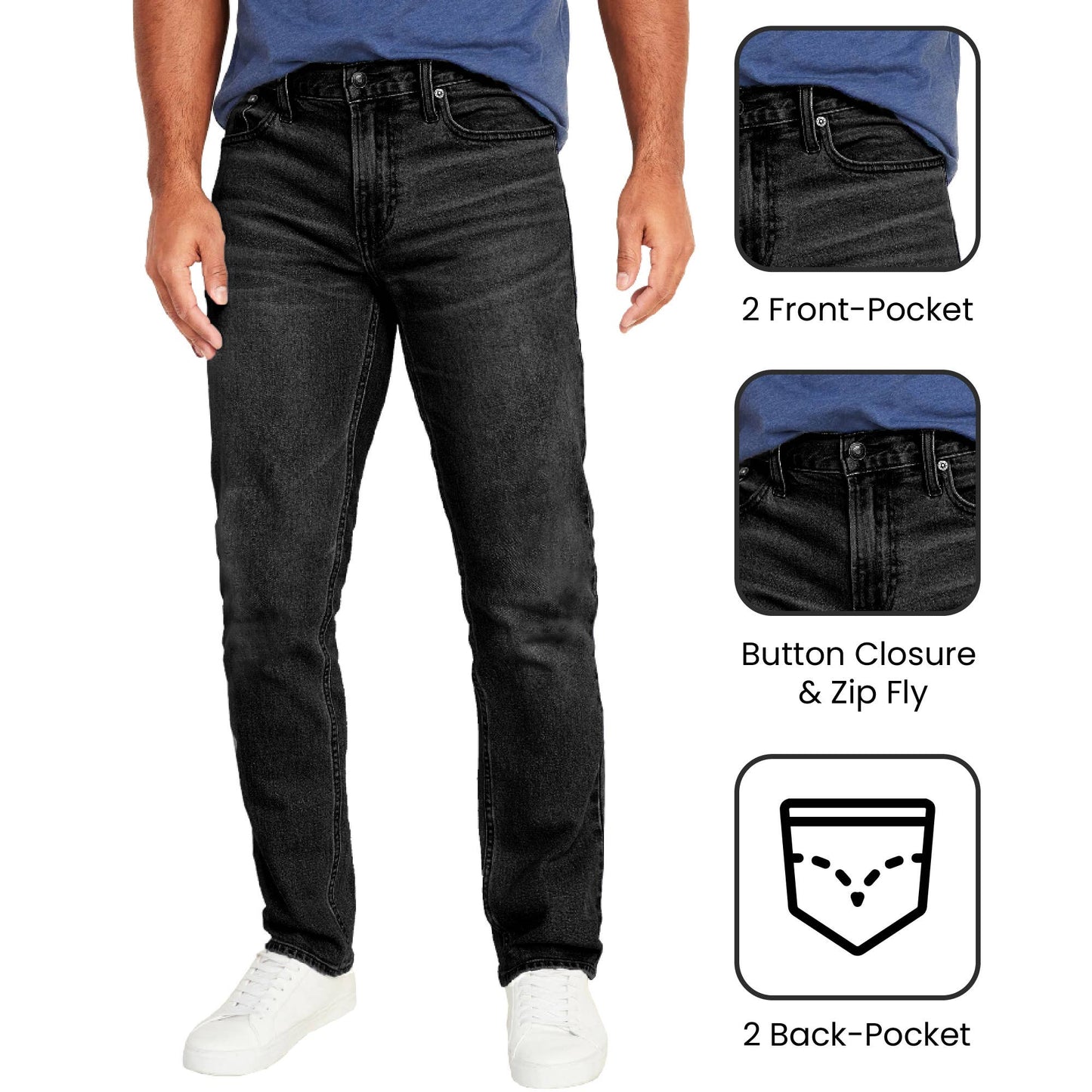 Mens Flex Stretch Slim Straight Jeans Classic Denim Menswear