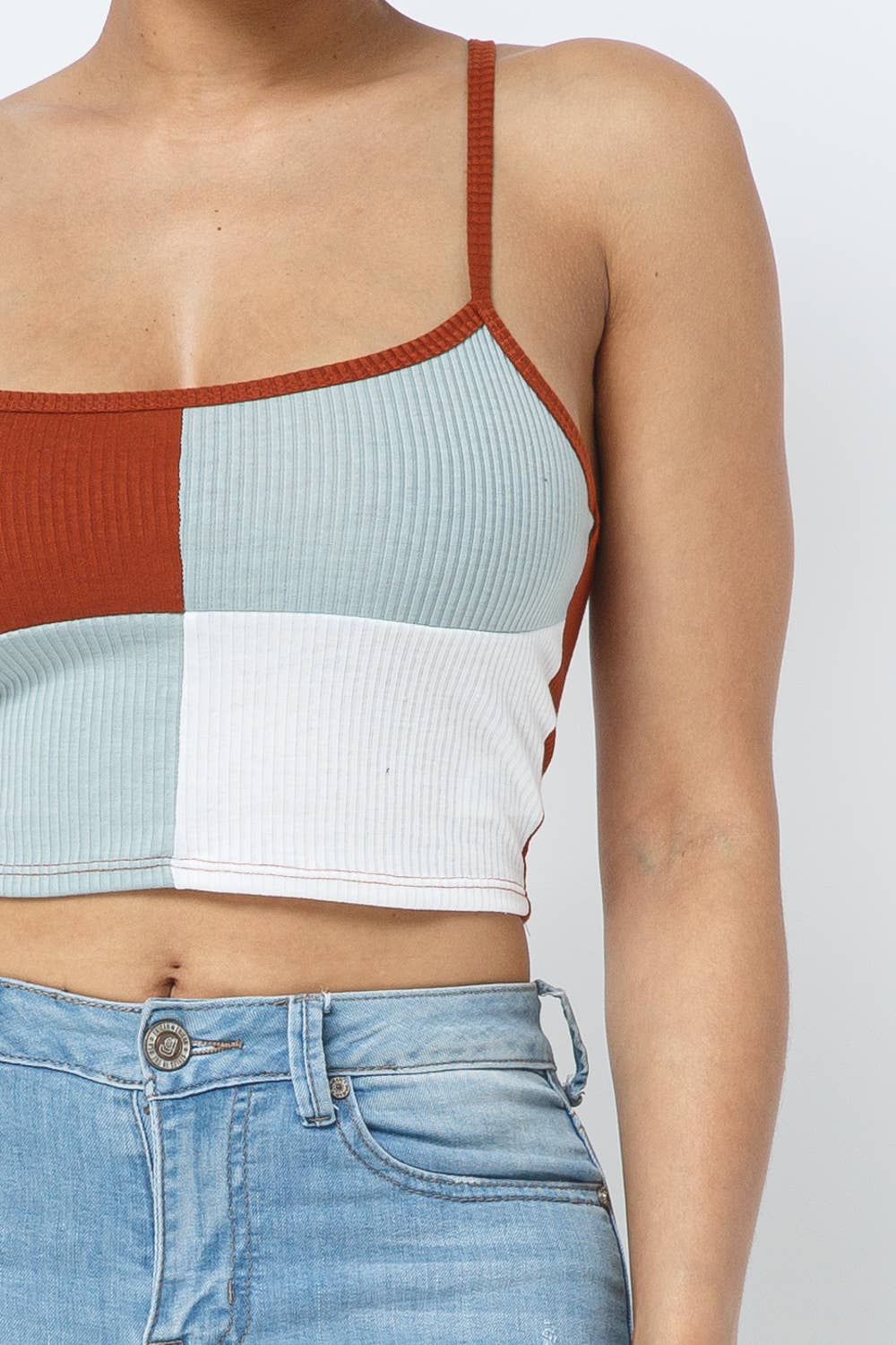 Sleeveless Color Block Crop Top