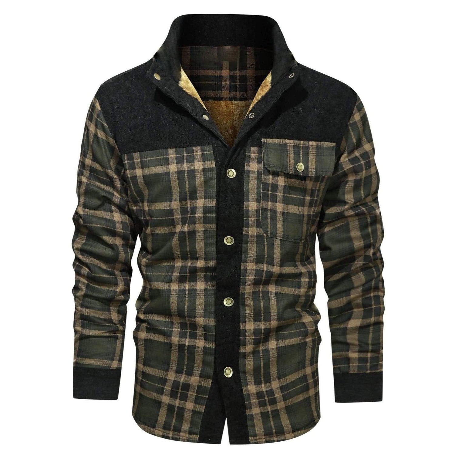 Thickened Wick Dragon Plaid Splicing Shirt Jacket