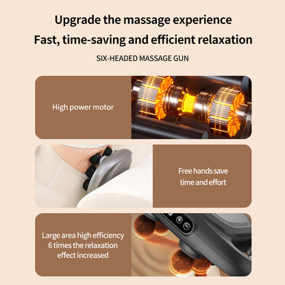 Handheld Deep Tissue Massagers  Percussion Massage Gun  6-Head Back Massager For Muscle Relaxation In Back Leg Neck Shoulder And Body