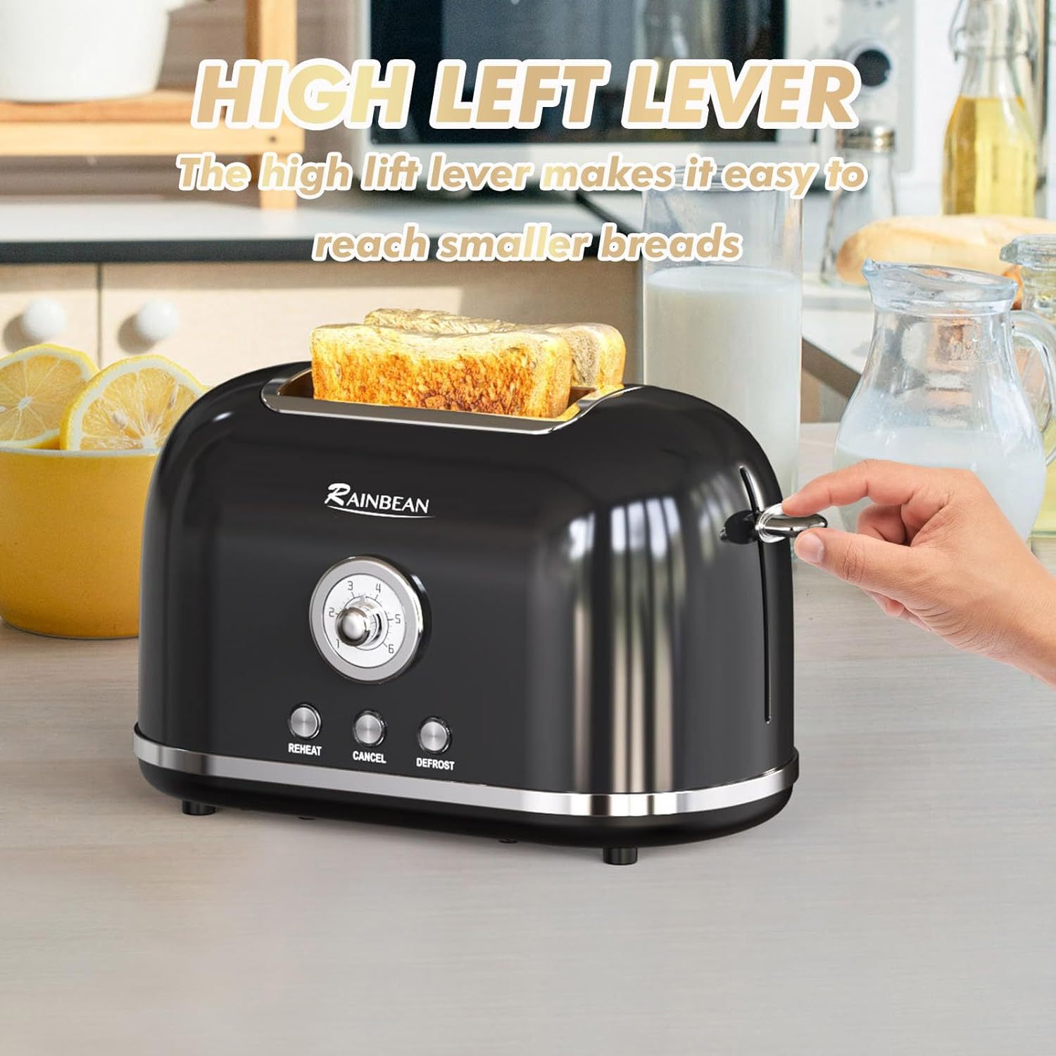 NEW Toaster 2 Slice Retro Toaster Stainless Steel With 6 Bread Shade Settings And Bagel Cancel Defrost Reheat Function, Cute Bread Toaster With Extra Wide Slot And Removable Crumb Tray