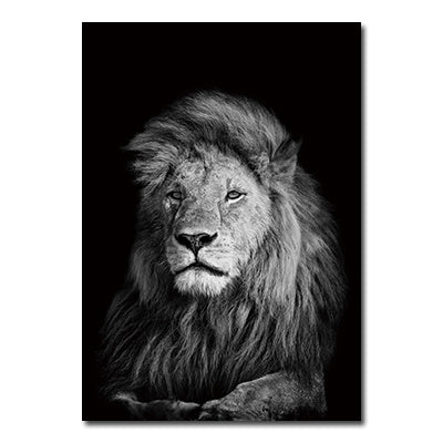 NEW Black And White Animals Tiger And Lion Wall Art Canvas Print Poster