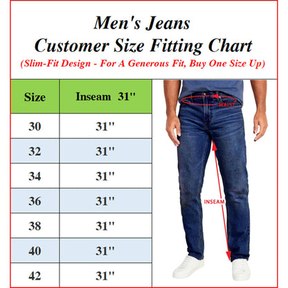 Mens Flex Stretch Slim Straight Jeans Classic Denim Menswear