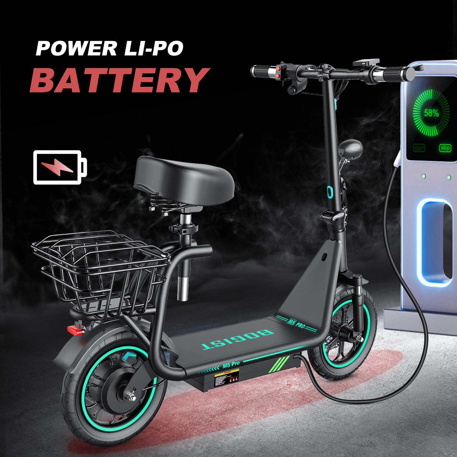 NEW Electric Scooter Motor Power 500W Battery Capacity 48V 15Ah Maximum Speed 35-45 Km-h Road Endurance 35-40 Km Tire Size 12 Inches