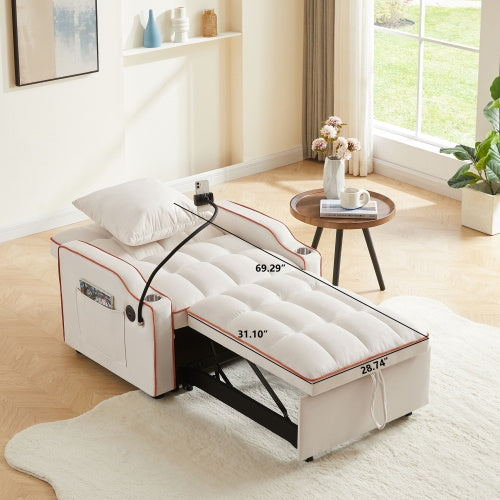 NEW 3-in-1 Sofa Bed, Convertible Sleeper Chair Sofa Bed Adjustable Pull Out Sleeper Chair Bed Multi-Pockets Folding Sofa Bed For Living Room Bedroom Small Space