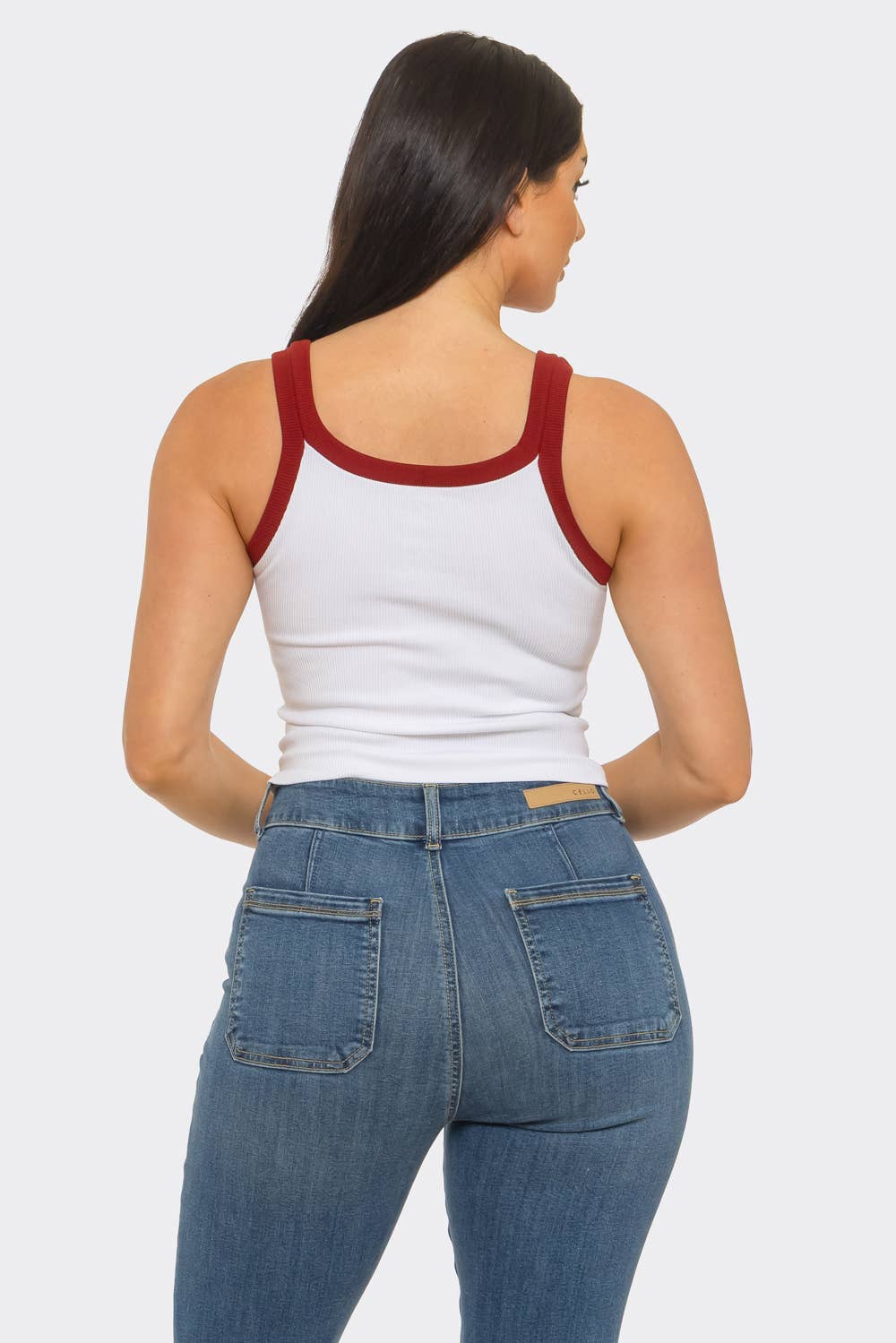 Seamless Contrast Band "1998" Screen Tank Top