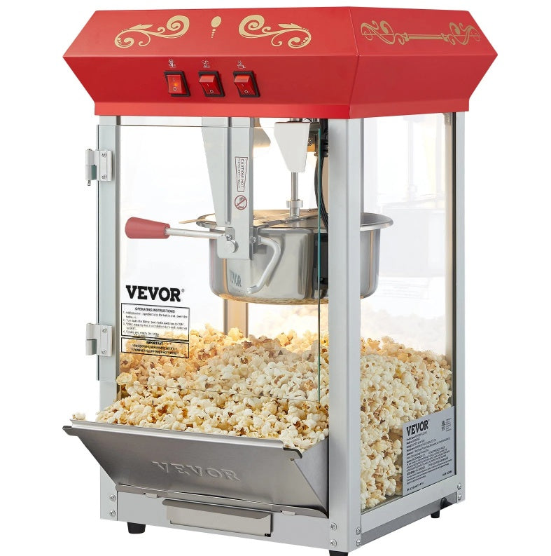 NEW Popcorn Popper Machine 8 Oz Countertop Popcorn Maker 850W 48 Cups Red