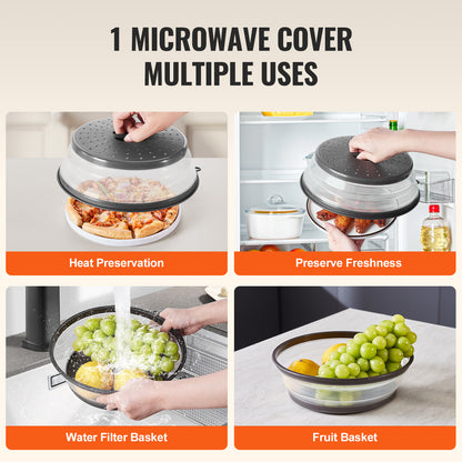 VEVOR 2PCS Microwave Splatter Covers 10.4Collapsible Microwave Food Lid