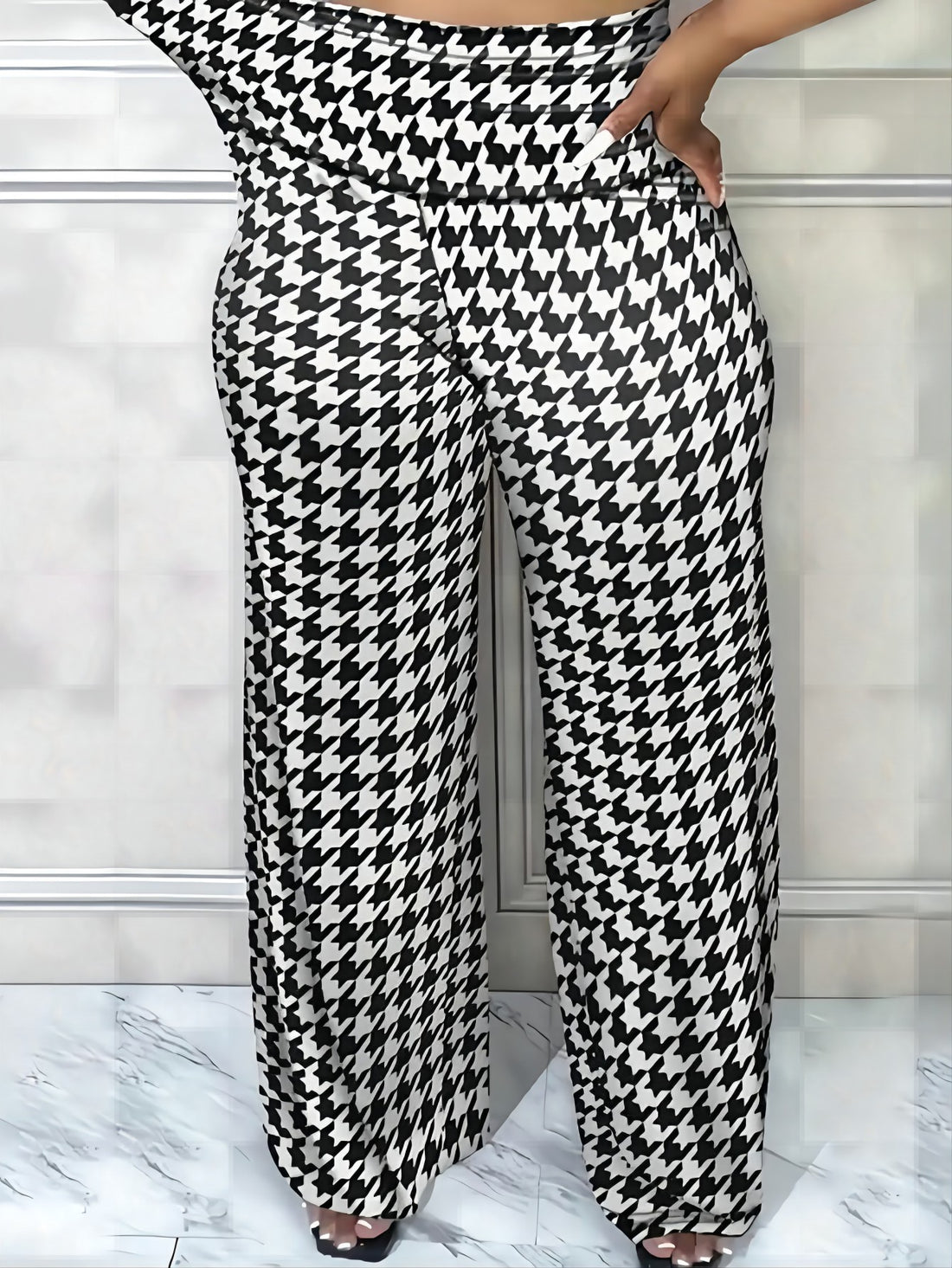 Plus Size Bird Check Comfortable Loose Women&