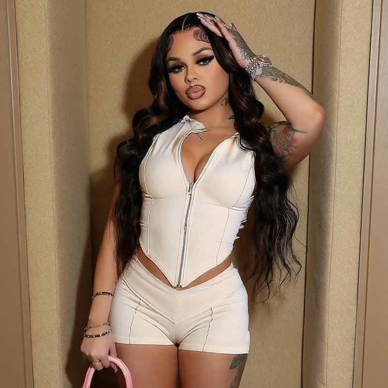 Women’s Luxe Zip-Up Curve Sculpt Short Set