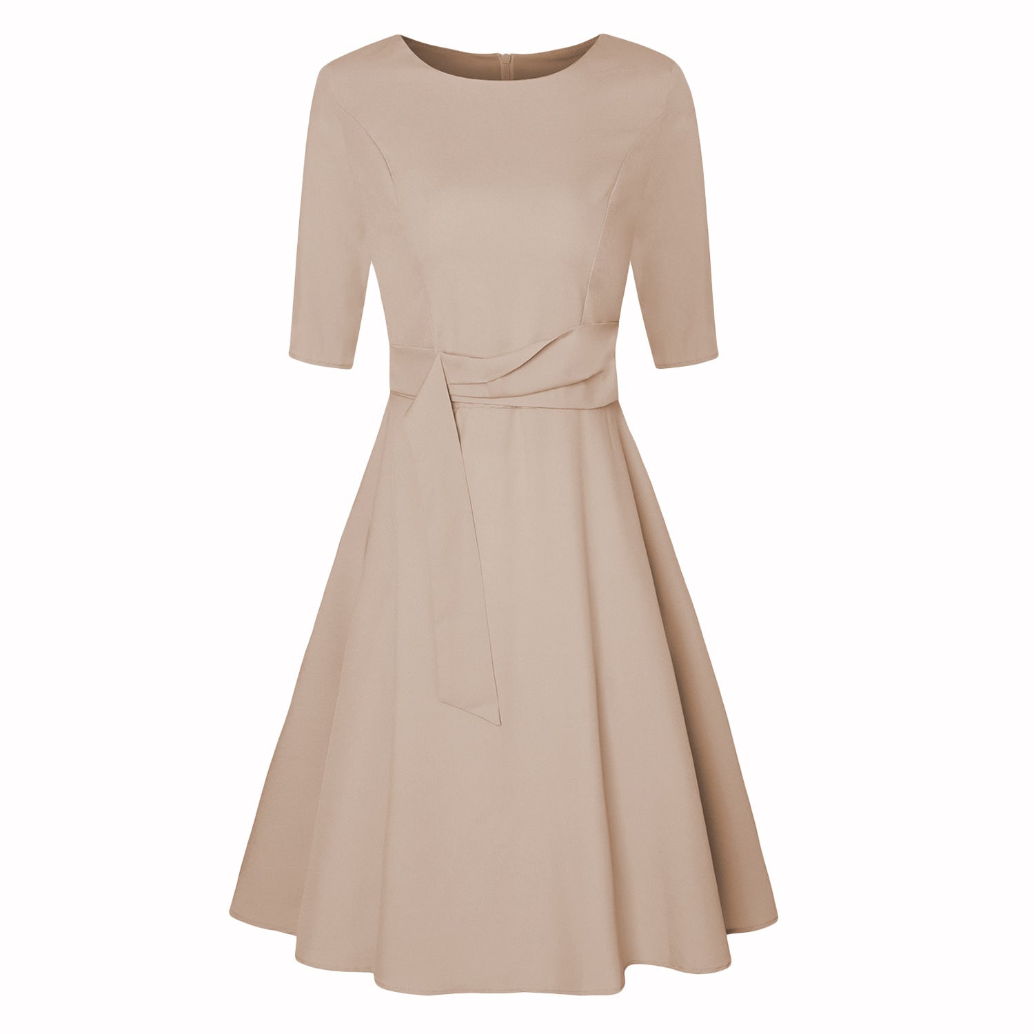Mid-sleeve Lace-up Waist Dress