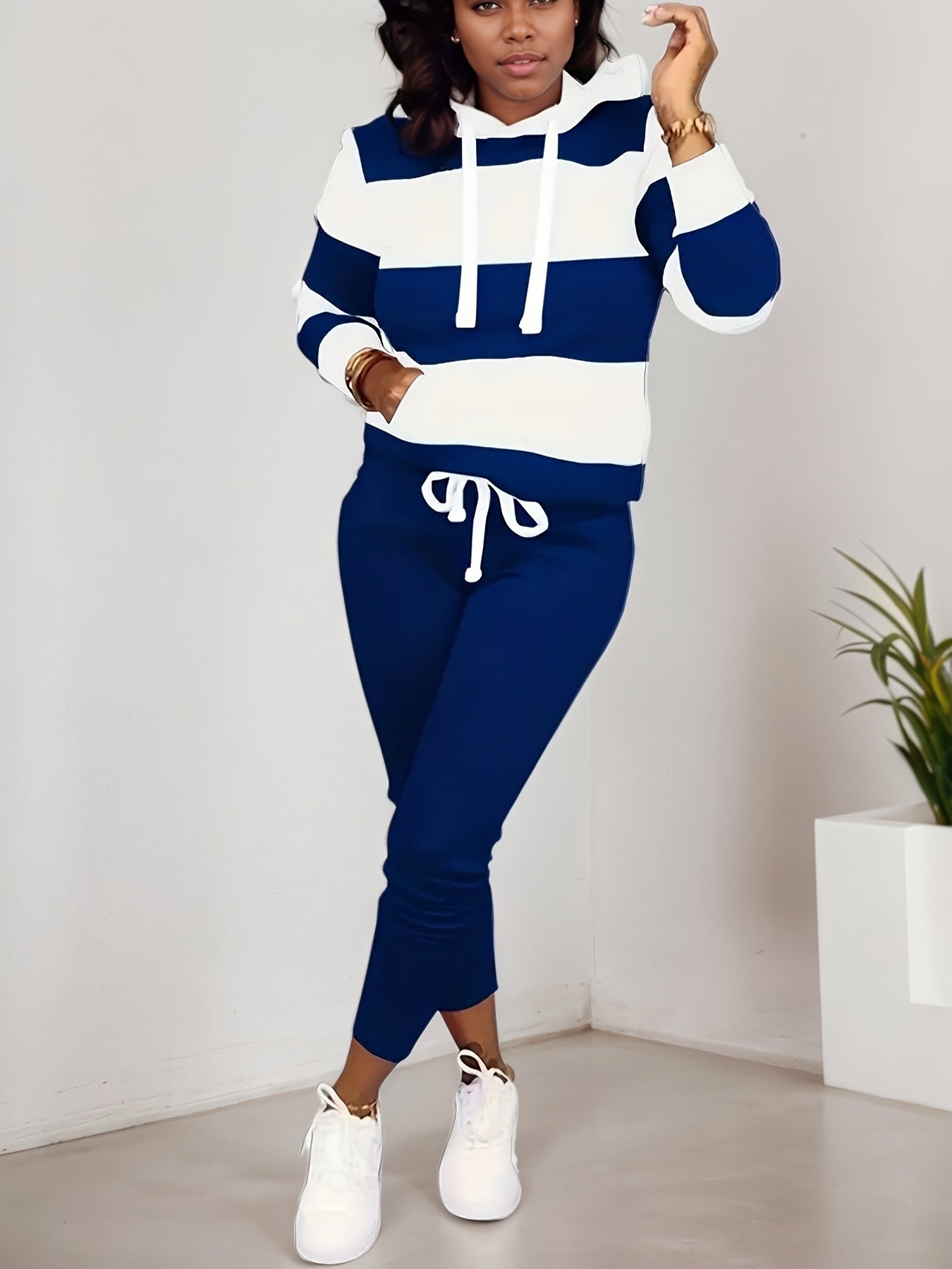 Women’s Two-Piece Casual Sportswear Set – Long Sleeve Hoodie & Jogger Pants
