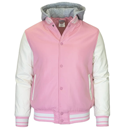 Men’s Hooded Varsity Jacket w/ Detachable Hood
