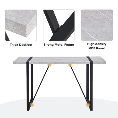 NEW Modern Dining Table, 55 Inch Kitchen Table For 4 People, Rectangular Dinner Table For Dining Room, Home Office, Living Room Furniture, Easy Assembly,