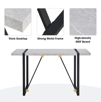 NEW Modern Dining Table, 55 Inch Kitchen Table For 4 People, Rectangular Dinner Table For Dining Room, Home Office, Living Room Furniture, Easy Assembly,