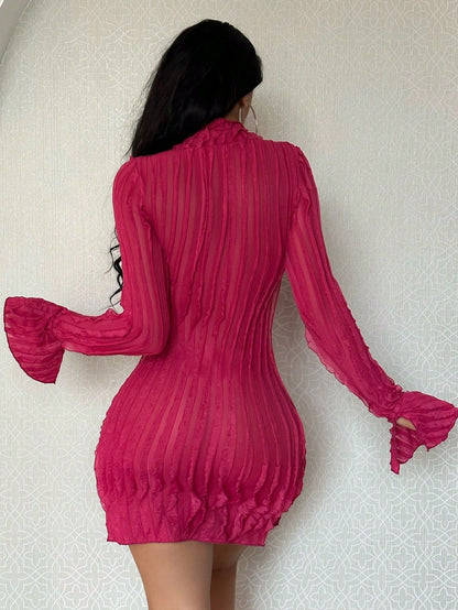 Cuff Slits Old Pure Color Dress