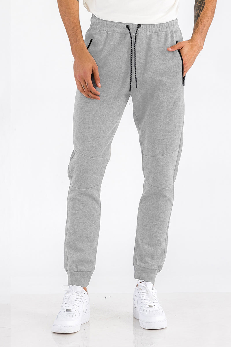 Men’s Heathered Jogger Sweatpants – Zipper Pockets, Elastic Waist, Soft Blend