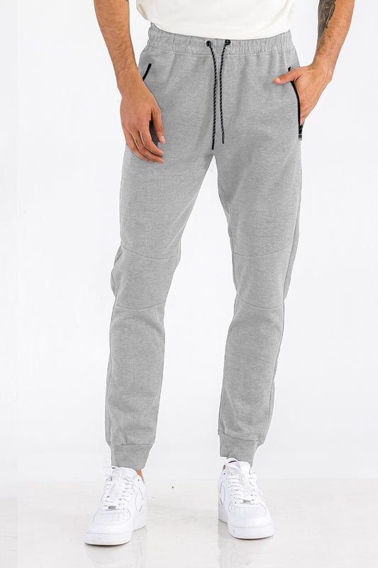 Men’s Heathered Jogger Sweatpants – Zipper Pockets, Elastic Waist, Soft Blend