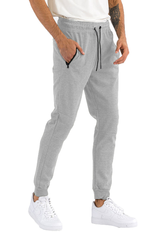 Men’s Heathered Jogger Sweatpants – Zipper Pockets, Elastic Waist, Soft Blend