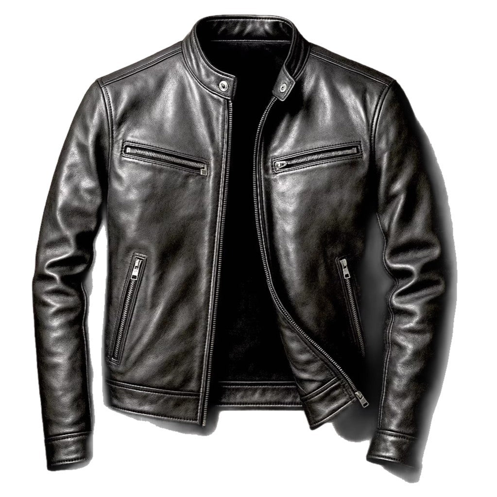 Men’s PU Faux Leather Jacket – Classic Regular-Fit Moto Style Coat (S–3XL)
