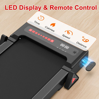 Walking Pad Under Desk Treadmill For Home Office -2.5HP Walking Treadmill 0.5-4MPH 265LBS Capacity Treadmill For Walking Running Remote Control Batteries