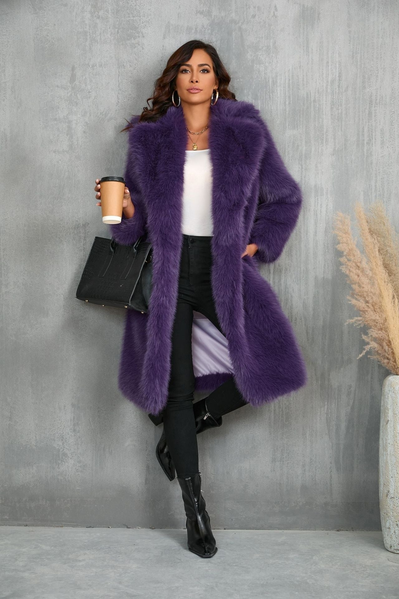 NEW Thickened Long Section Suit Collar Mid-length Plush Fur Coat