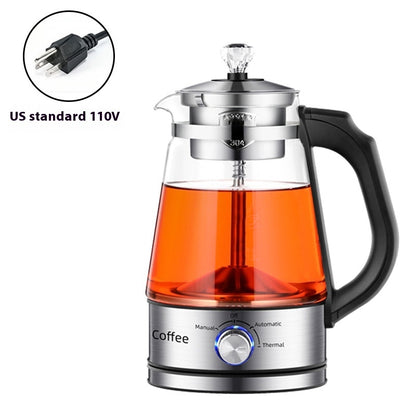 NEW 110v American Standard Household Tea Boiler Steam Spray Black Teapot Glass Electric Kettle Coffee Pot