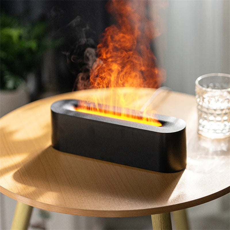 NEW Flame Aroma Diffuser Air Humidifier Ultrasonic Cool Mist Maker Fogger Led Essential Oil Lamp Realistic Fire Difusor