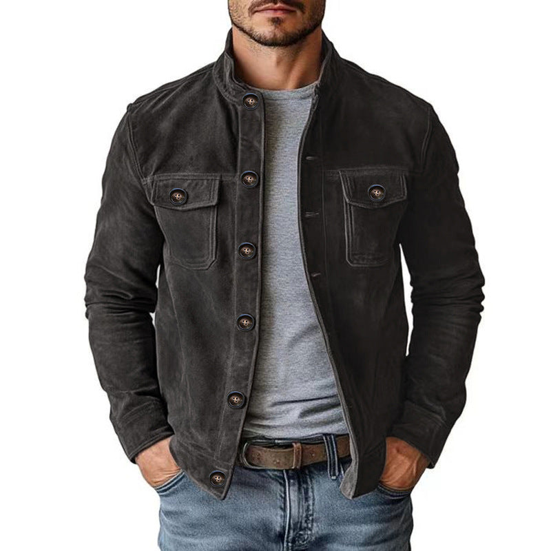 Men’s Faux Suede Jacket — Slim Fit Vintage Style