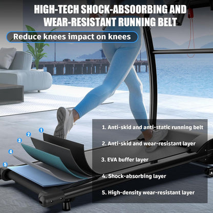 Walking Pad With Handle Bar, Foldable Treadmill 2.5HP Treadmill Under Desk 300 Lbs Capacity 2-in-1 Walking Treadmill Pad With Remote Controller For Home Office