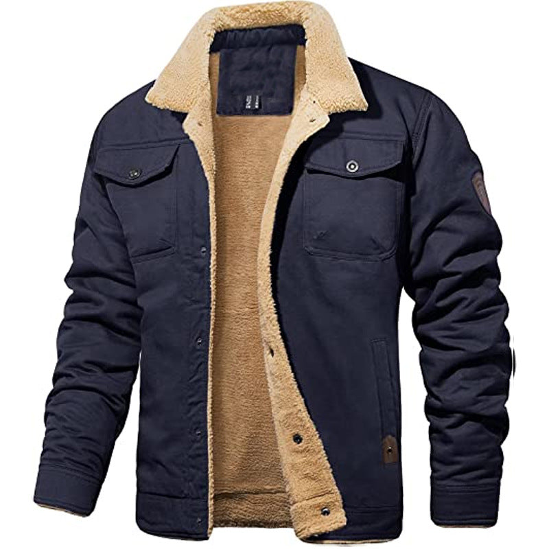 Men's European Lapel Military Multi-pocket Jacket Coat Cotton-padded Jacket Autumn And Winter