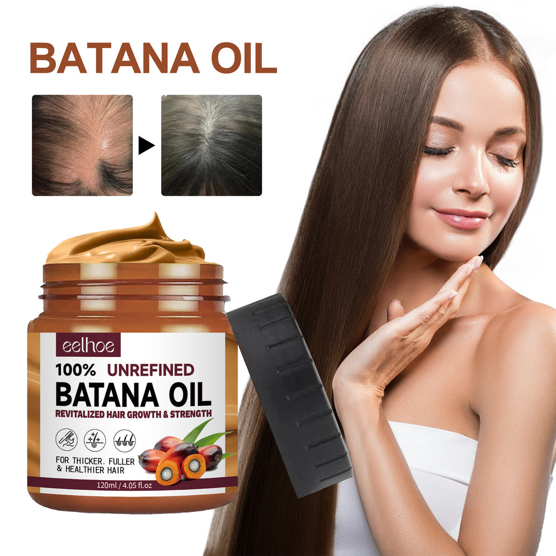 Natural Batana Oil, Dr. Sebi Batana Oil From Honduras Unrefined For Men &amp; Women 4.05 Fluid Ounces