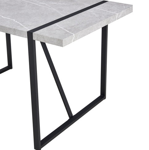 NEW Modern Dining Table, 55 Inch Kitchen Table For 4 People, Rectangular Dinner Table For Dining Room, Home Office, Living Room Furniture, Easy Assembly,