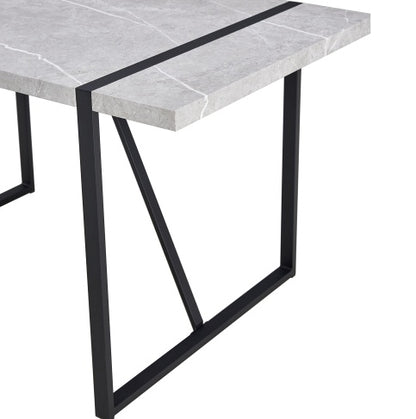NEW Modern Dining Table, 55 Inch Kitchen Table For 4 People, Rectangular Dinner Table For Dining Room, Home Office, Living Room Furniture, Easy Assembly,