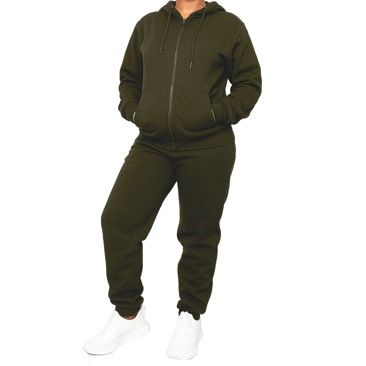 Women's Fleece Lined 2 Piece Full-Zip Hoodie and Jogger Set