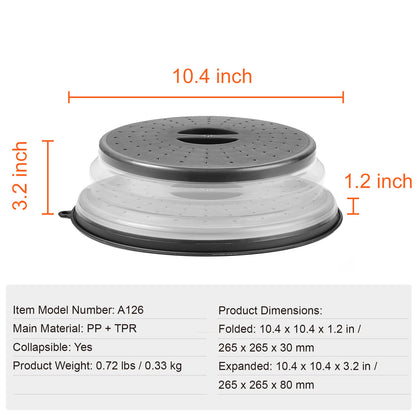 VEVOR 2PCS Microwave Splatter Covers 10.4Collapsible Microwave Food Lid