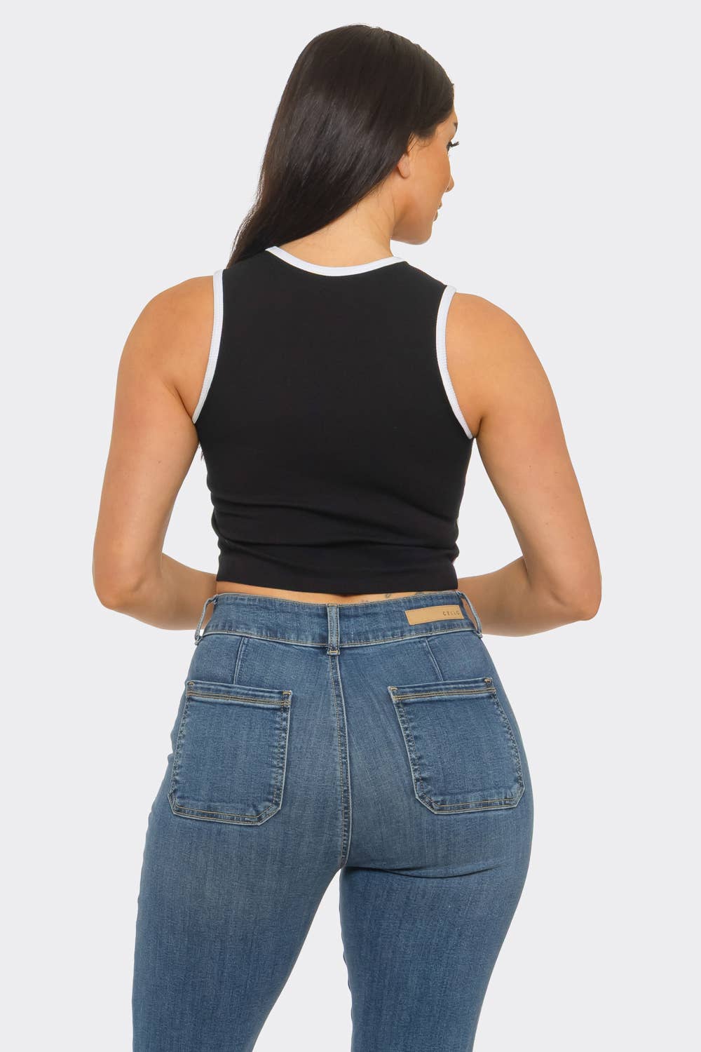 Seamless "New York" Screen Print Side Stripes Top