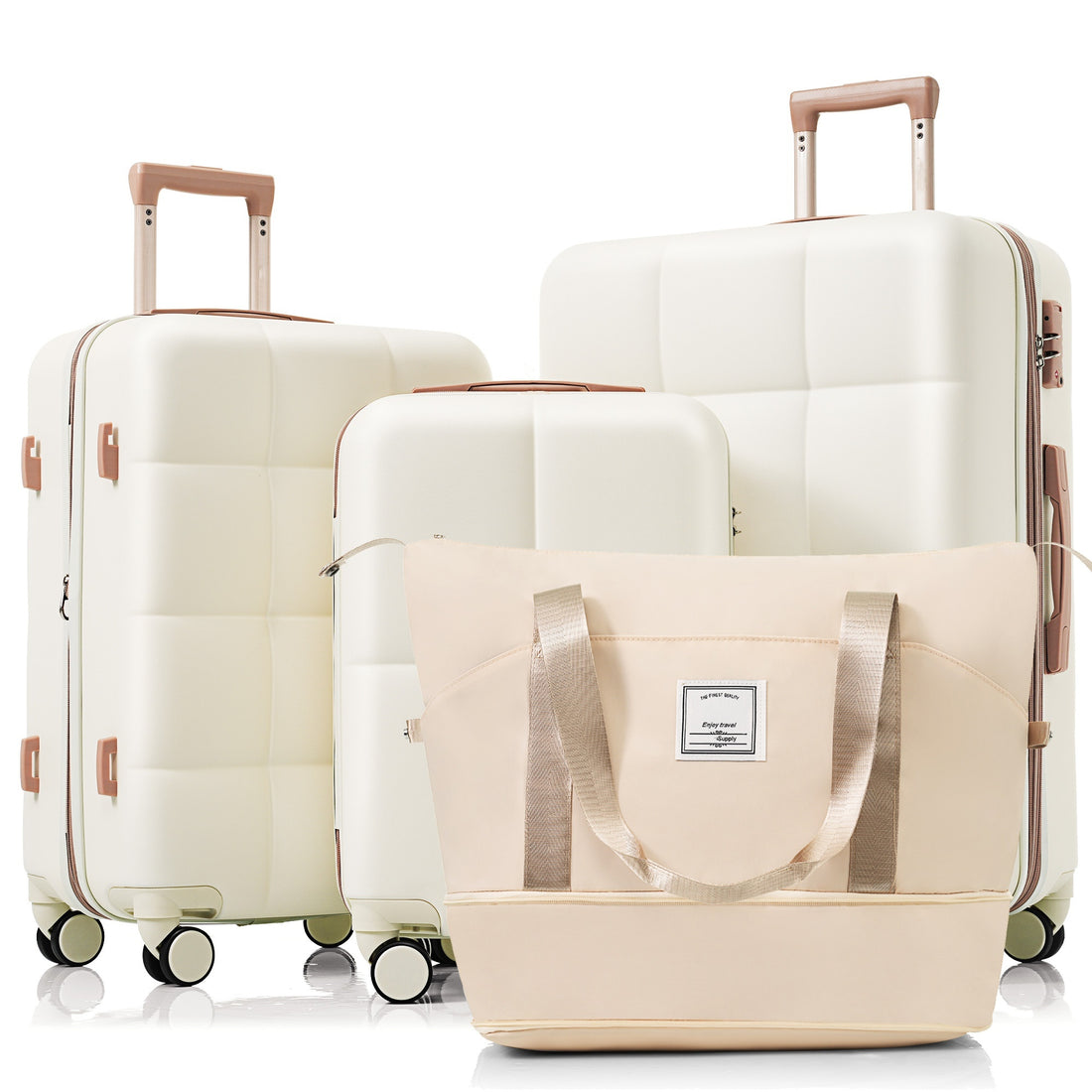 3-Piece Lightweight ABS Luggage Set with USB Charging Port, Spinner Wheels &amp; Expandable Suitcase