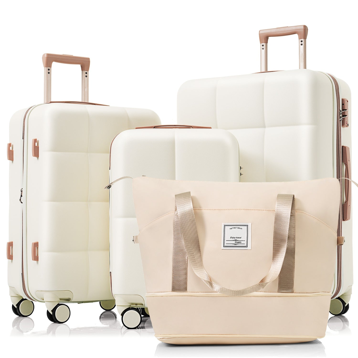 3-Piece Lightweight ABS Luggage Set with USB Charging Port, Spinner Wheels &amp; Expandable Suitcase