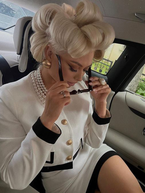 Contrast Color Single-breasted Cropped Jacket & Mini Skirt Set