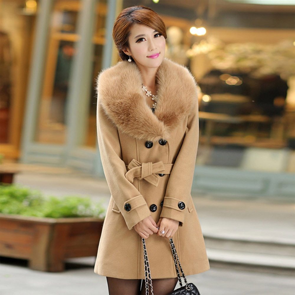 NEW Woolen women coat double-breasted woolen coat