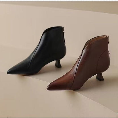 NEW Pointed Toe Kitten Heel Short Boots For Women