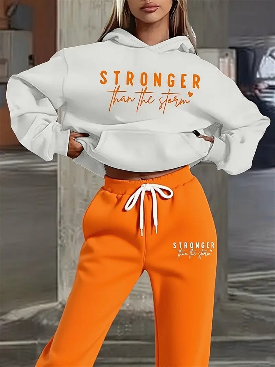 Women's Letter Print 2-Piece Outfit – Top & Pants Set