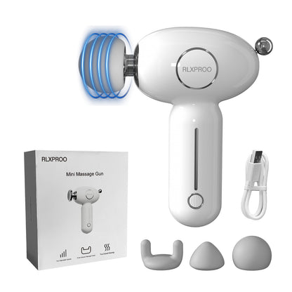 Mini Massage Gun - Deep Tissue Percussion Massager With Heating Function, 5 Speed Levels, Portable Muscle Relaxation For Athletes &amp; Recovery, USB Rechargeable