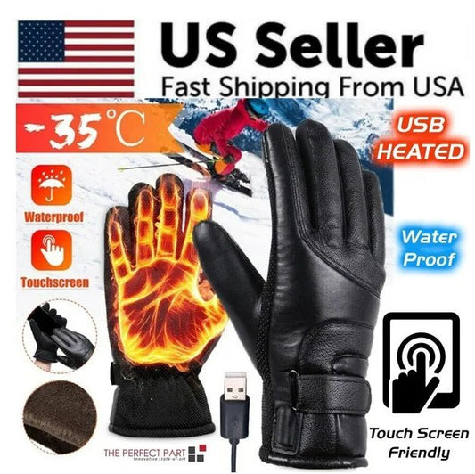 Electric USB Heated Gloves Winter Warming Thermal Ski Snow Hand Warm Windproof - JonaStore