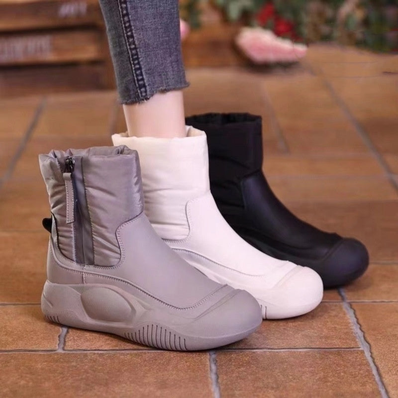 NEW Winter Plush Snow Boots With Side Zipper Warm Thick-sole Non-slip Waterproof Short Shoes For Women