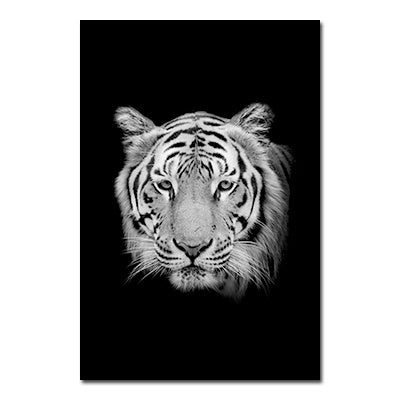 NEW Black And White Animals Tiger And Lion Wall Art Canvas Print Poster