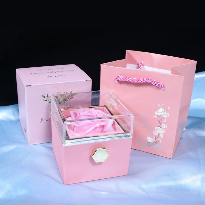 Rotating Soap Flower Rose Gift Box Creative Rotating Rose